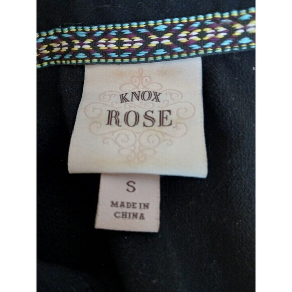Women's Long Sleeve Tonal Embroidered Peasant Top - Knox Rose Black Size Small - Picture 15 of 16